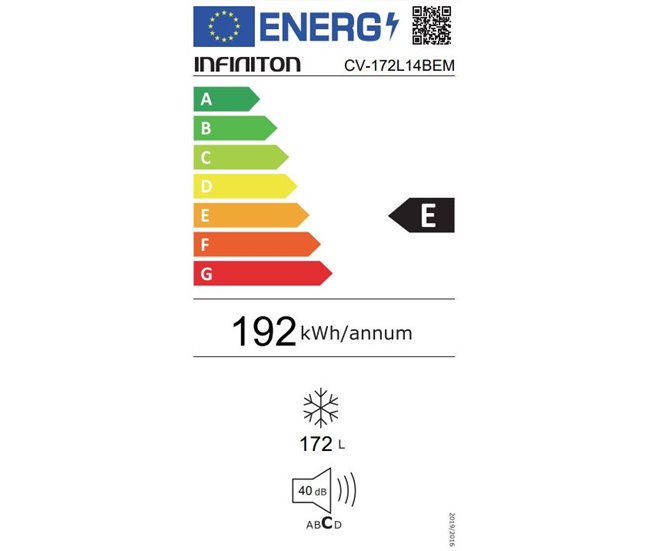 Congelador Vertical Infiniton CV-172L14BEM, 172 l, E, Ciclico, 6 Cajones Blanco