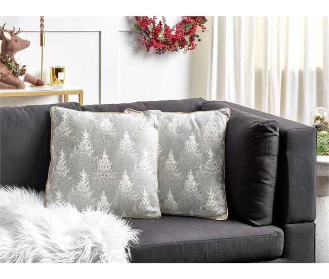 Beliani Cojín decorativo BILLBERGIA Gris