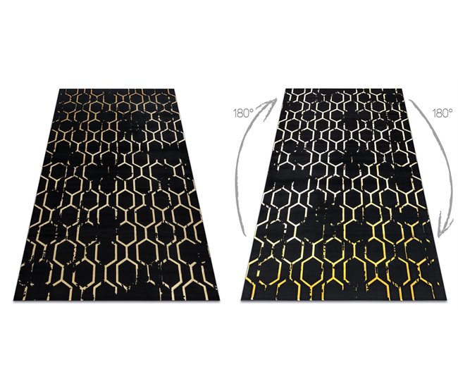 Alfombra GLOSS moderno 407C 86 elegante glamour art deco 120x170 Negro
