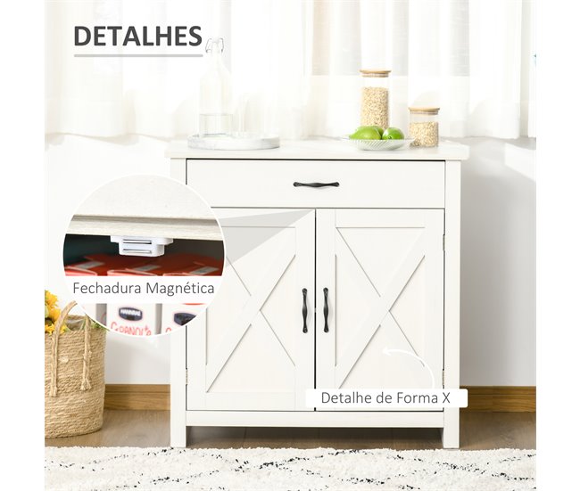 Aparador de Cocina MDF, Melamina de Madera HOMCOM, hogar - cocina Blanco