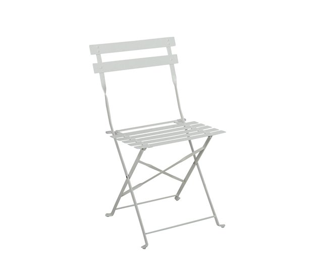 Conjunto de Terraza Plegable Metálico de 2 Sillas y Mesa Bistreau Blanco