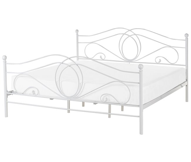 Beliani Cama Acero LYRA Blanco