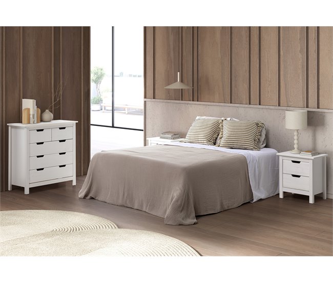 Mesita de noche JULIETA 2 cajones Blanco