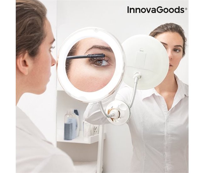 Espejo de Aumento LED con Brazo Flexible y Ventosa Mizoom Blanco