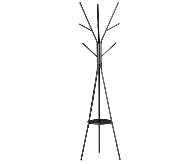 Perchero de Pie Metálico Metal, MDF HOMCOM Negro