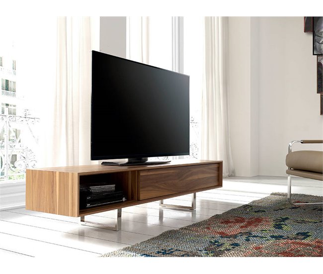 ANGEL CERDA Mueble TV nogal patas acero Nogal