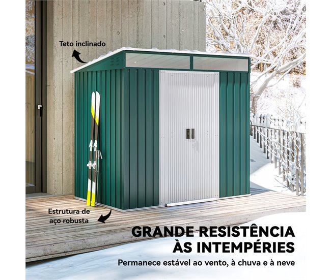 Caseta de Jardín Acero Galvanizado Outsunny Verde