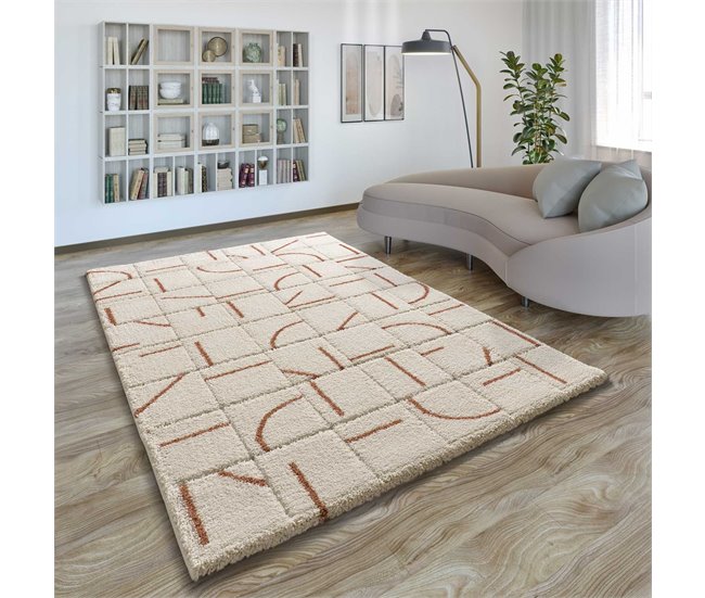 Alfombra shaggy geométrica con relieve BRENDA - ATTICGO 160x230 Cobre