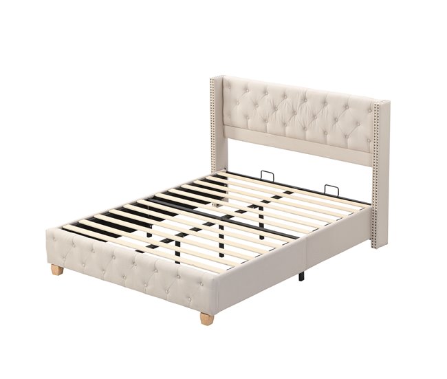 Cama de matrimonio de lino 149x195 Beige