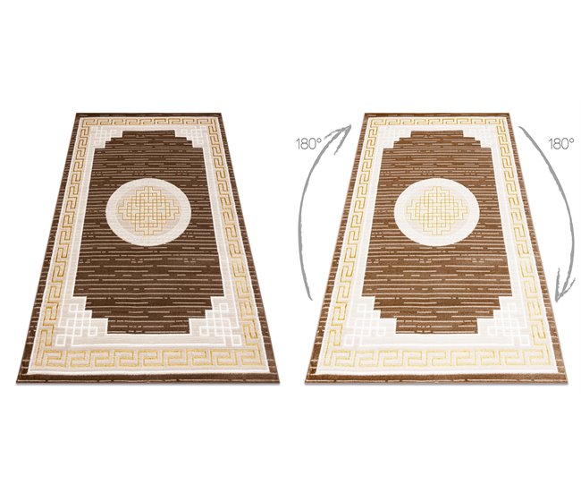 Alfombra MEFE moderna 9096 Marco llave griega Structural 200x290 Marron