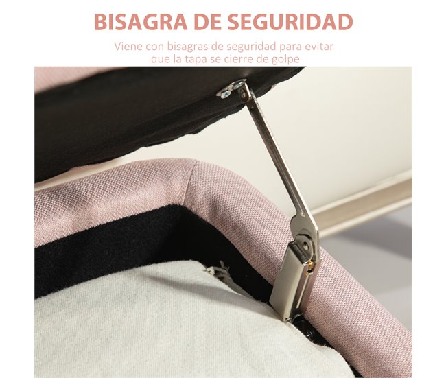 Banco de Almacenaje Poliéster, Espuma HOMCOM Rosa