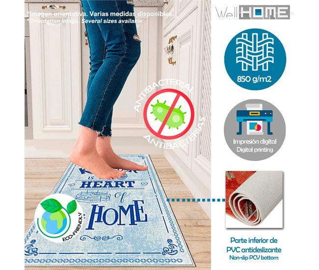Alfombra De 80 X 120Cm 120x80 Azul