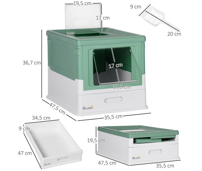 Arenero para Gatos PP PawHut, mascotas - accesorios para gatos Verde