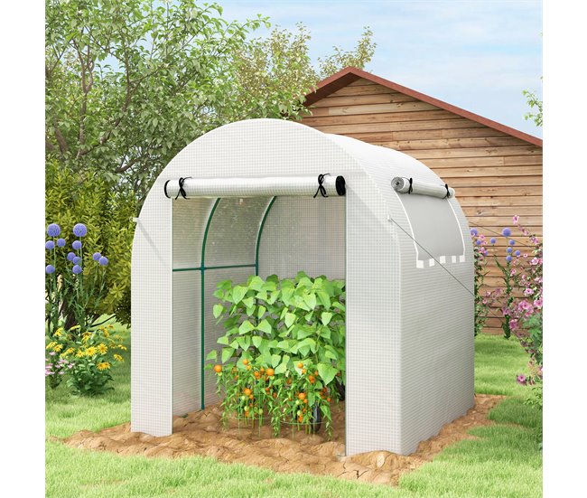 Invernadero de Jardín PE, Acero Outsunny Blanco