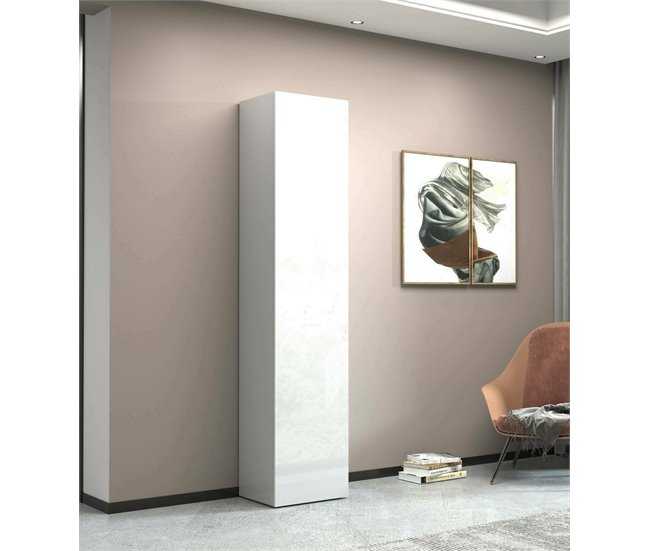 Armario multiusos 1 puerta efecto madera Blanco