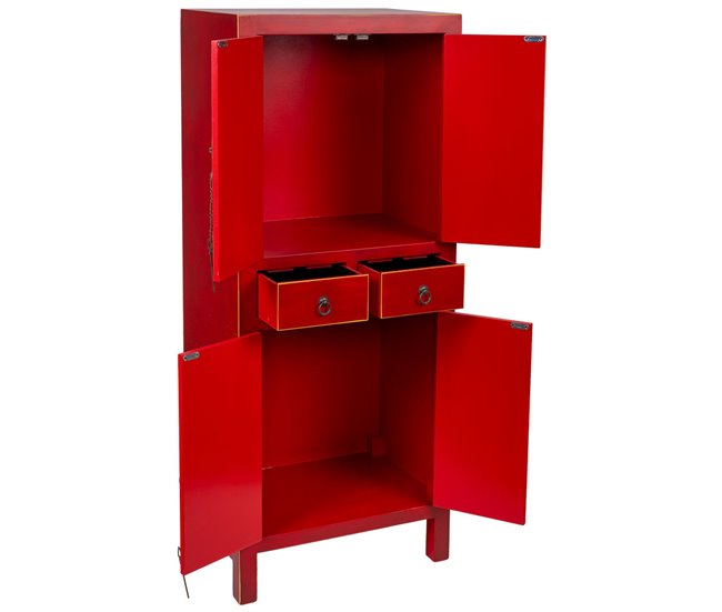 Armario de madera de 2 cajones y 4 puertas Blanco