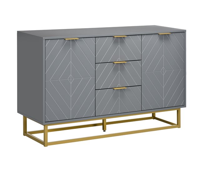 Aparador de Salón MDF, Metal HOMCOM, hogar - muebles de comedor Gris