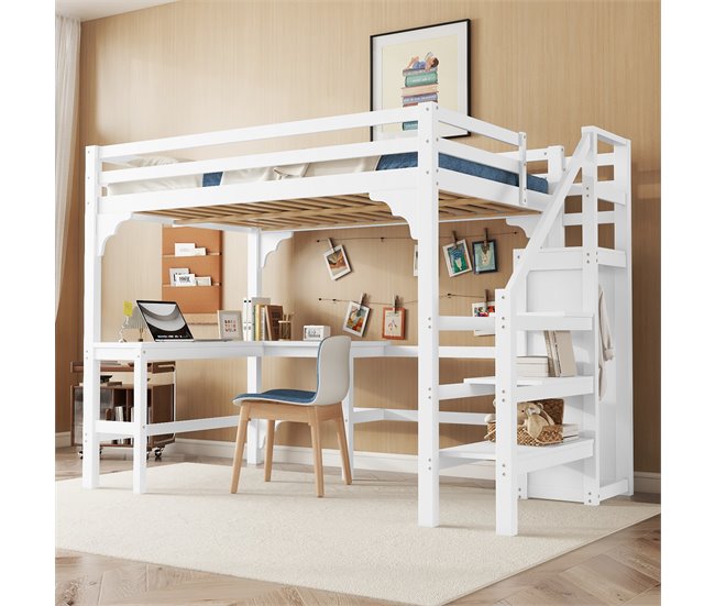 Cama alta para niños Blanco