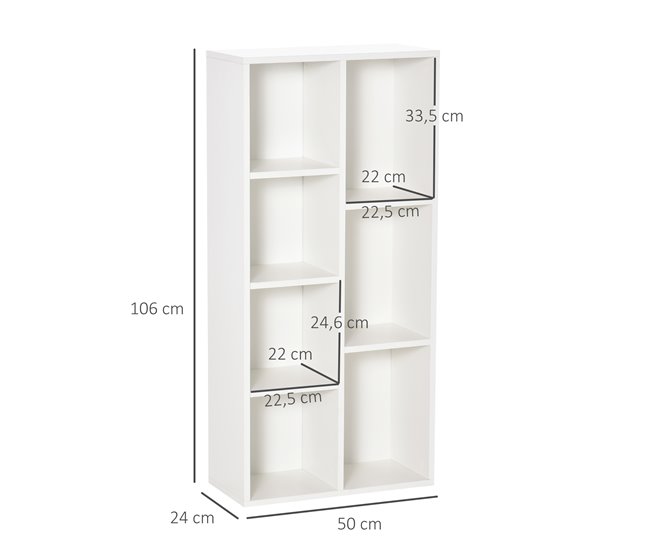 Estantería para Libros Melamina de Madera HOMCOM 50 Blanco