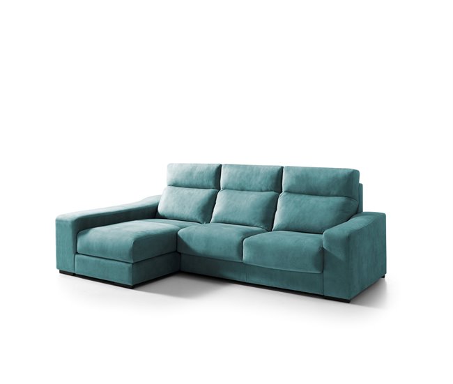 Chaise longue 4 plazas con 3 puffs FULL Azul Medio