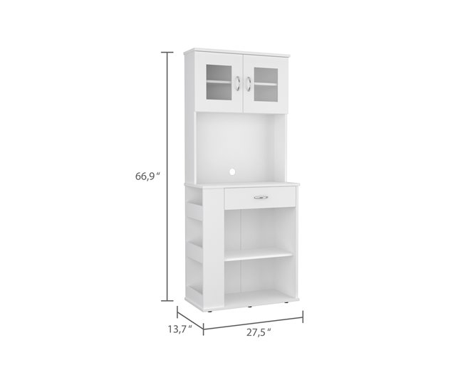 Aparador Alacena de Cocina para Microondas Capienza, con 1 Cajón y Armario de 2 Puertas Blanco