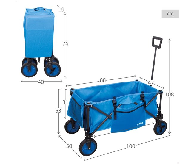 Aktive Carro playa plegable Azul
