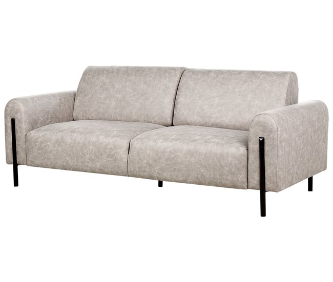 Beliani Sofá de 3 plazas Poliéster ASKIM Beige