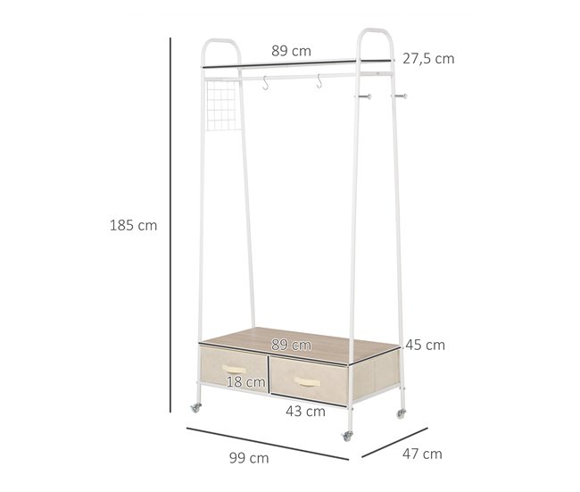 Perchero Metálico con Ruedas Acero HOMCOM Multicolor