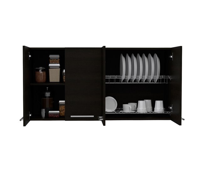 Mueble de pared para cocina Paris en melamina con 4 gabinetes Marron