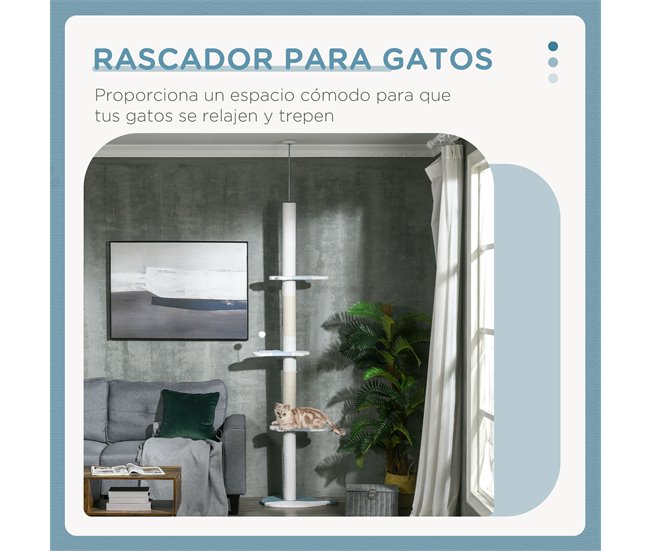Árbol para Gatos Aglomerado de Madera, Felpa, Algodón PawHut Blanco