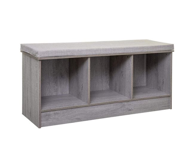 Banco de madera 3 compartimentos conglomerado 105x34 Gris