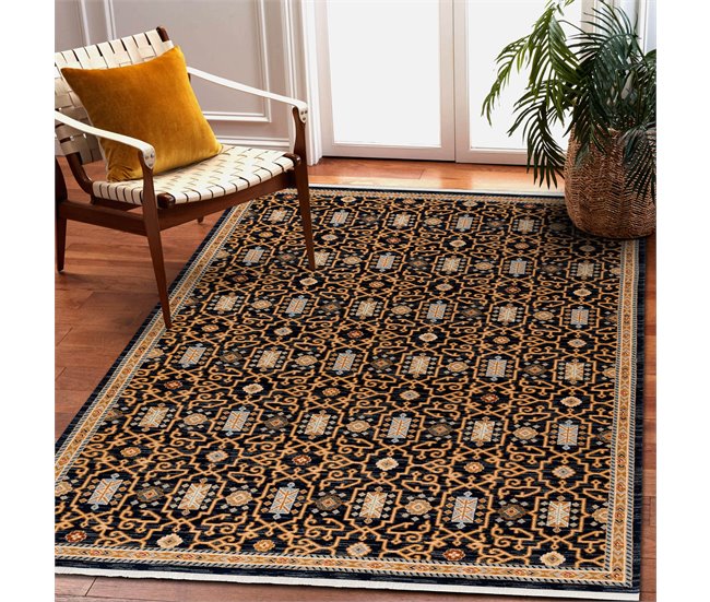 Alfombra KESHAN franjas oriental clásico 7680/53511 300x380 Marron