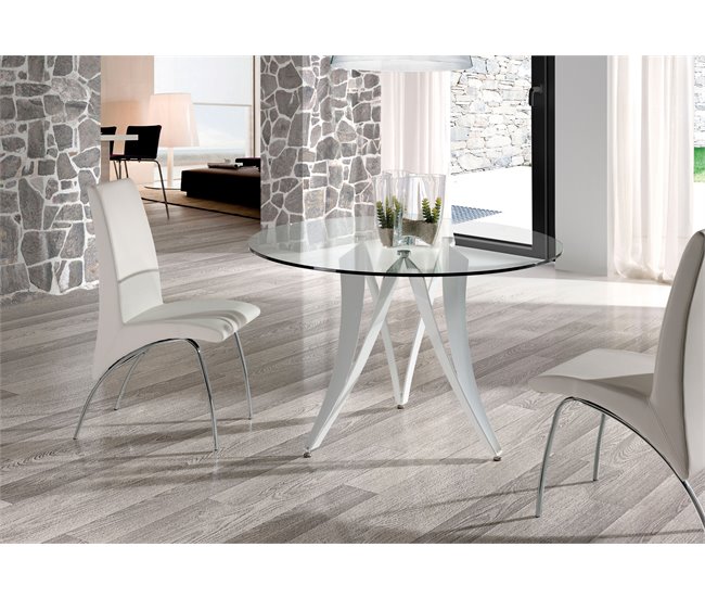 Mesa de Comedor Circular - Modelo TESLA Transparente