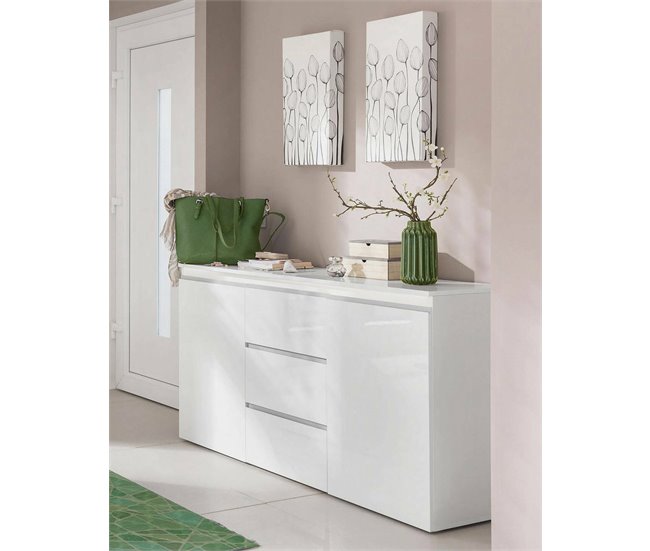 Aparador efecto madera 150 Blanco Brillo