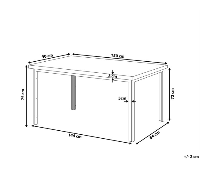 Beliani Mesa de comedor LAREDO 90x150 Negro