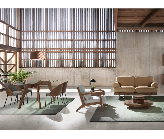 ANGEL CERDA Silla tela gris y nogal Nogal