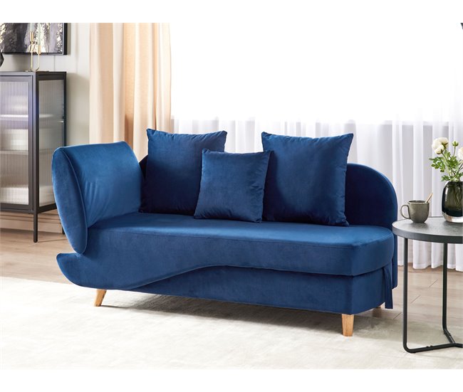 Beliani Chaise longue Terciopelo MERI Azul Marino