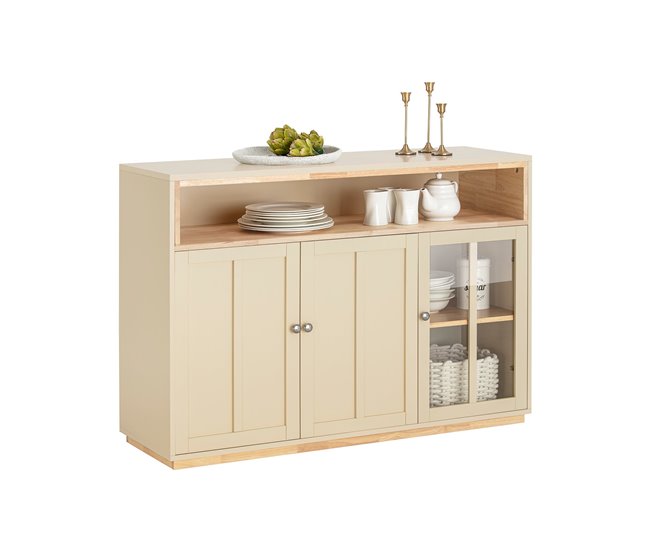 Aparador de Comedor con 3 Puertas 1 Compartimiento SoBuy FSB80-MI Beige
