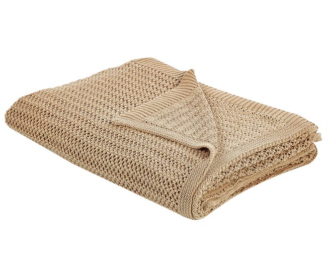 Beliani Cubrecama ILEN Marron Claro