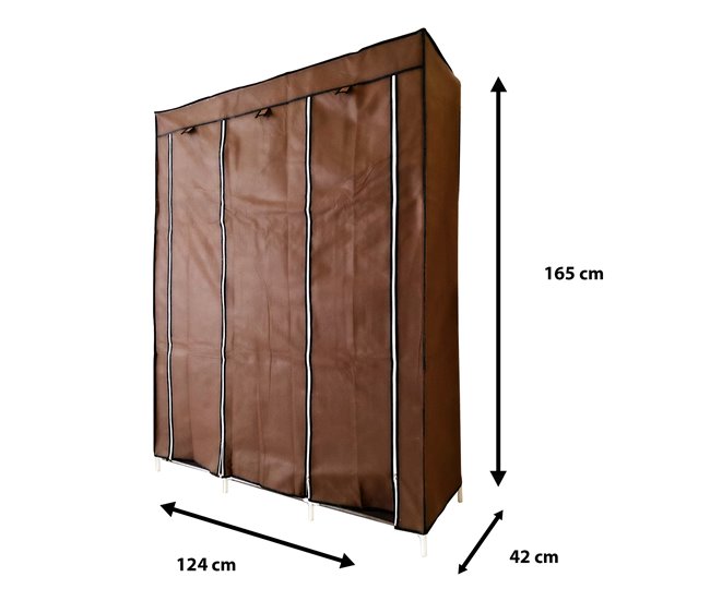 Armario Vestidor Tela Con Puertas Cremallera Nyana Home Marron