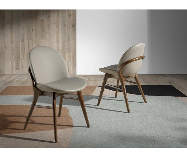 ANGEL CERDA Silla polipiel visón oscuro Nogal