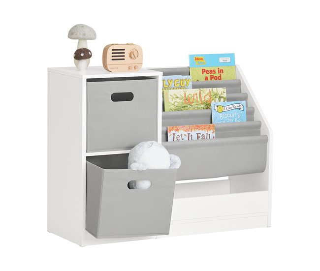 Librería Infantil para niños con 2 Cestas SoBuy KMB76-W Blanco