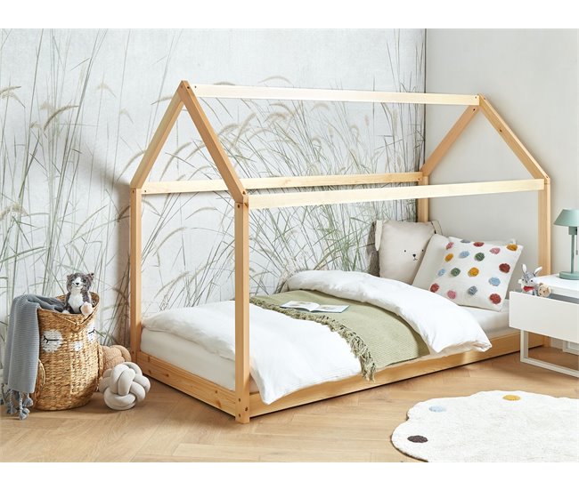 Beliani Cama con somier Madera de pino TOSSE 98x200 Blanco