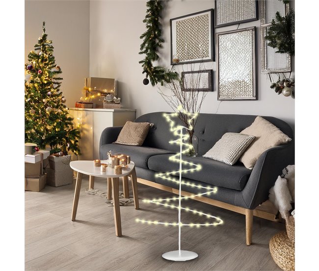 Árbol Navideño decorativo de Metal con Estrella con 46 Luces Blanco
