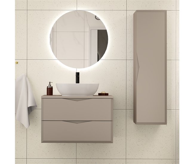 Conjunto de muebles con lavabo individual y columna Ellie 80 Beige