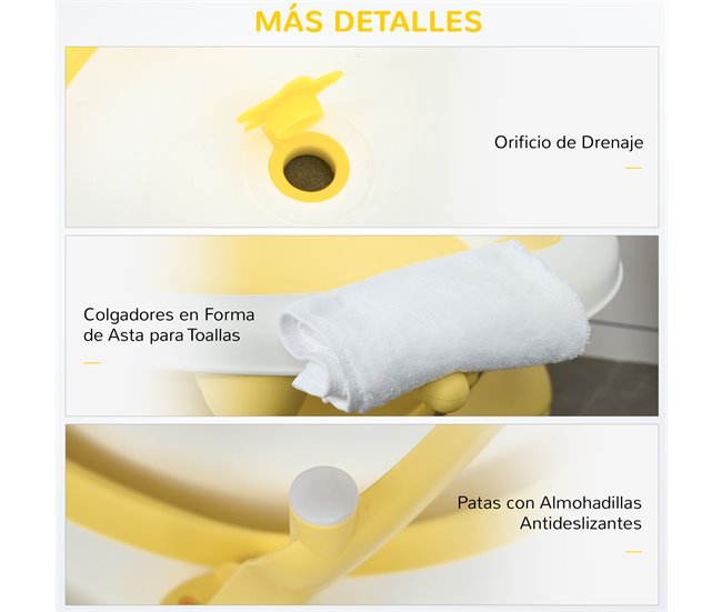 Bañera para Bebé Plegable PP, TPE HOMCOM Amarillo