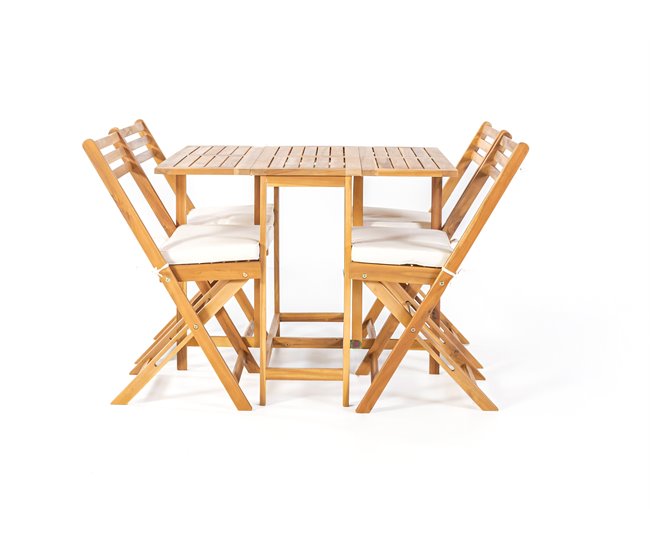 Set VIENA II mesa plegable con 4 sillas plegables color madera Marron