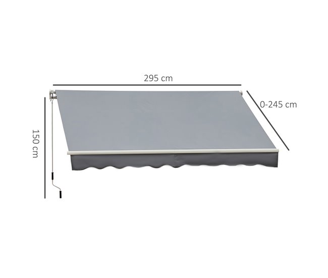 Toldo Manual Retráctil Aluminio, Metal, Poliéster Outsunny 295x245 Crudo