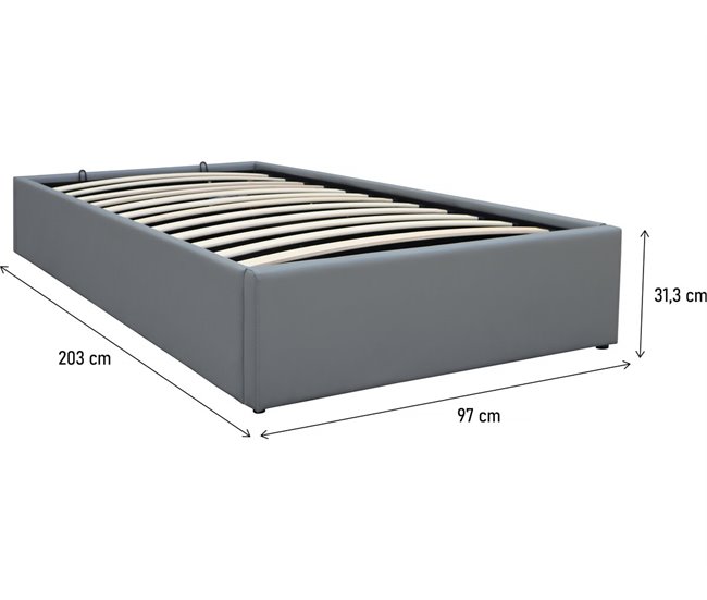 Cama individual de PVC con box Gris