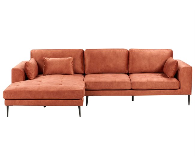 Sofá esquinero FLAM Terciopelo Naranja plazas Derecha Conforama